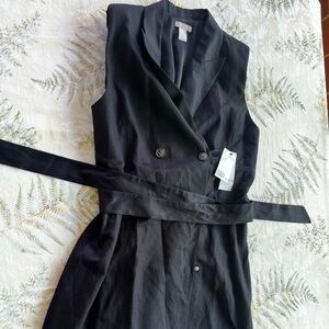 Business Casual Button Up Sleeveless Blazer Dress